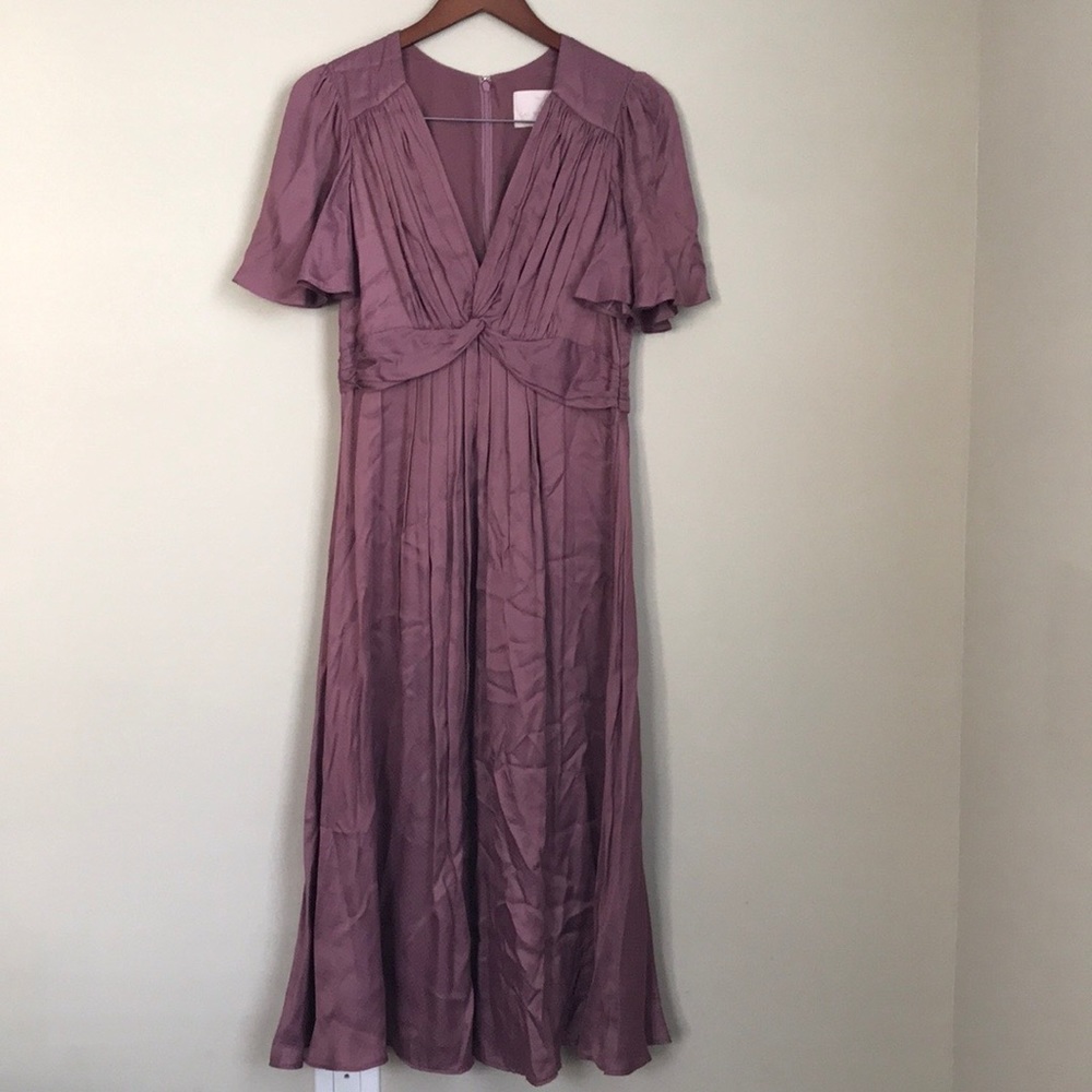GMG flutter sleeve feminine twist front dress